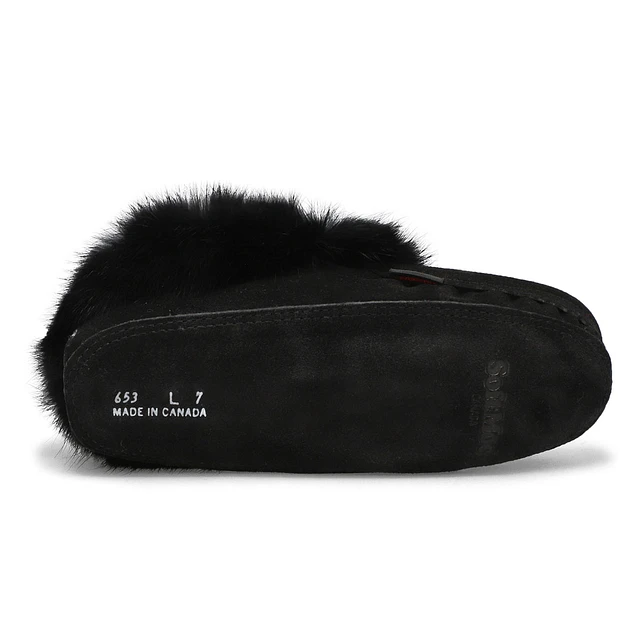 Womens 653L Rabbit Fur Moccasin - Black 3 Womens 653L Rabbit Fur Moccasin - Black - Image 3