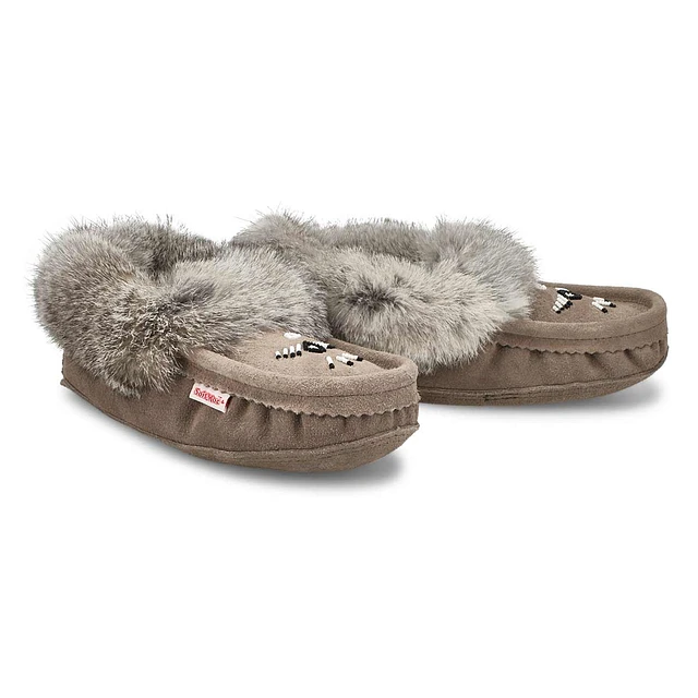 Womens 660 Rabbit Fur Moccasin - Grey 4 Womens 660 Rabbit Fur Moccasin - Grey - Image 4