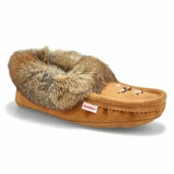Womens 677 L Rabbit Fur Moccasin - Mocha