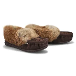 Womens Cute 5 Rabbit Fur Moccasin - Brown 7 Womens Cute 5 Rabbit Fur Moccasin - Brown -Softmoc https3A2F2Fwww.softmoc.com2FItems2Fimages2FCUTE5 CHOC XX4.jpg 640x