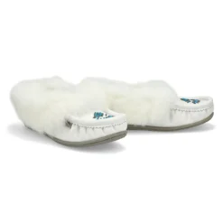 Womens Cute 5 Leather Rabbit Fur Moccasin - White -Softmoc https3A2F2Fwww.softmoc.com2FItems2Fimages2FCUTE5 L WHT XX4.jpg 640x