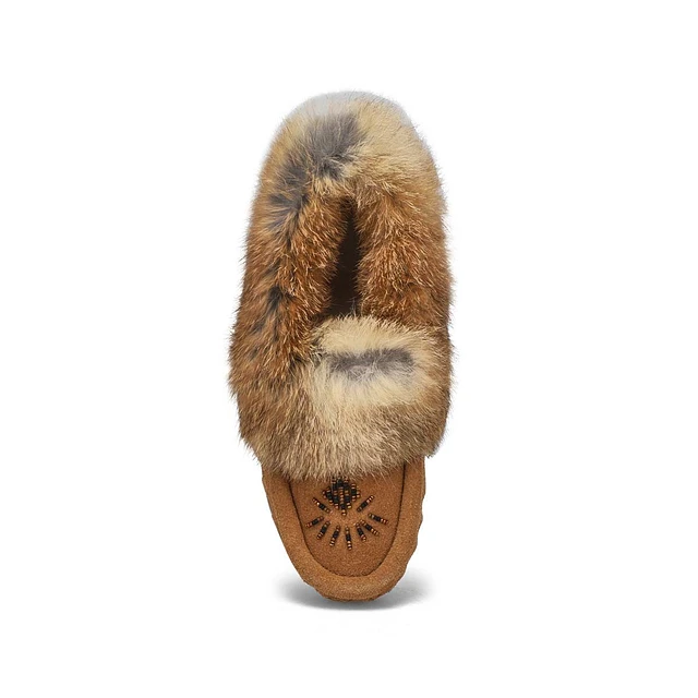Womens Cute 5 Rabbit Fur Moccasin - Mocha 2 Womens Cute 5 Rabbit Fur Moccasin - Mocha - Image 2