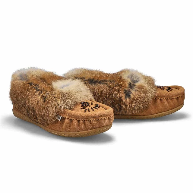 Womens Cute 5 Rabbit Fur Moccasin - Mocha 4 Womens Cute 5 Rabbit Fur Moccasin - Mocha - Image 4