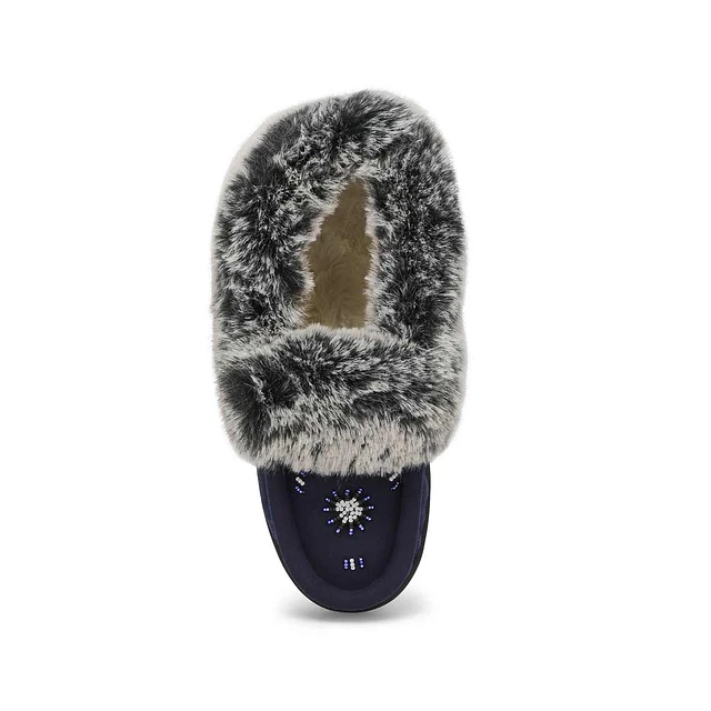 Womens Cute 5 V3 Faux Fur Vegan Moc - Navy 2 Womens Cute 5 V3 Faux Fur Vegan Moc - Navy - Image 2