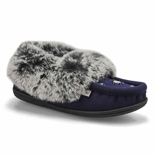 Womens Cute 5 V3 Faux Fur Vegan Moc - Navy 1 Womens Cute 5 V3 Faux Fur Vegan Moc - Navy