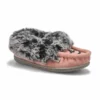 Girls Cute 6 Jr Faux Rabbit Fur Moccasin - Pink