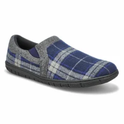 Mens Jacob Memory Foam Slipper - Navy Plaid