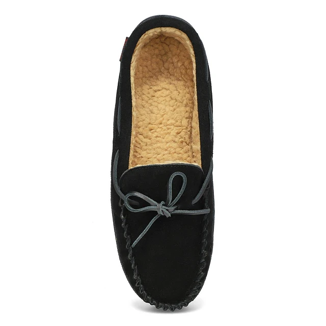 Mens Louie Lined Suede Moccasin - Black 2 Mens Louie Lined Suede Moccasin - Black - Image 2