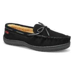 Mens Louie Lined Suede Moccasin - Black