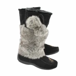 Girls NISKA 4 JR Black Mukluks -Softmoc https3A2F2Fwww.softmoc.com2FItems2Fimages2FNISKA4 JR BLK XX4.jpg 640x