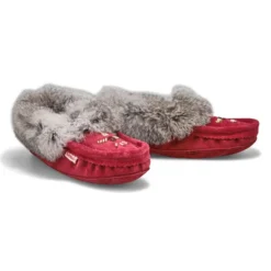 Womens SF600-BUL Rabbit Fur Moccasin - Burgundy -Softmoc https3A2F2Fwww.softmoc.com2FItems2Fimages2FSF600 BUL XX4.jpg 640x