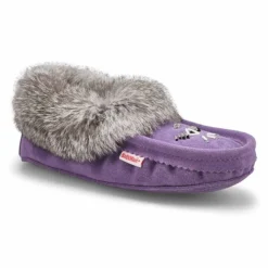 Womens SF600 Rabbit Fur Moccasin - Lavender