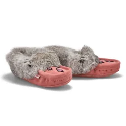 Womens SF600 Rabbit Fur Moccasin - Dusty Rose -Softmoc https3A2F2Fwww.softmoc.com2FItems2Fimages2FSF600 RSE XX4.jpg 640x