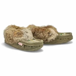 Womens SF600 Rabbitr Fur Moccasin - Sage -Softmoc https3A2F2Fwww.softmoc.com2FItems2Fimages2FSF600 SAG XX4.jpg 640x